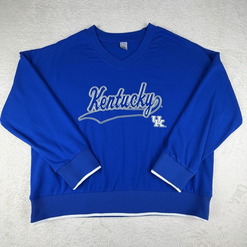 Kentucky Wildcats Women's XL Blue Sweatshirt UK Script Logo NCAA Pullover